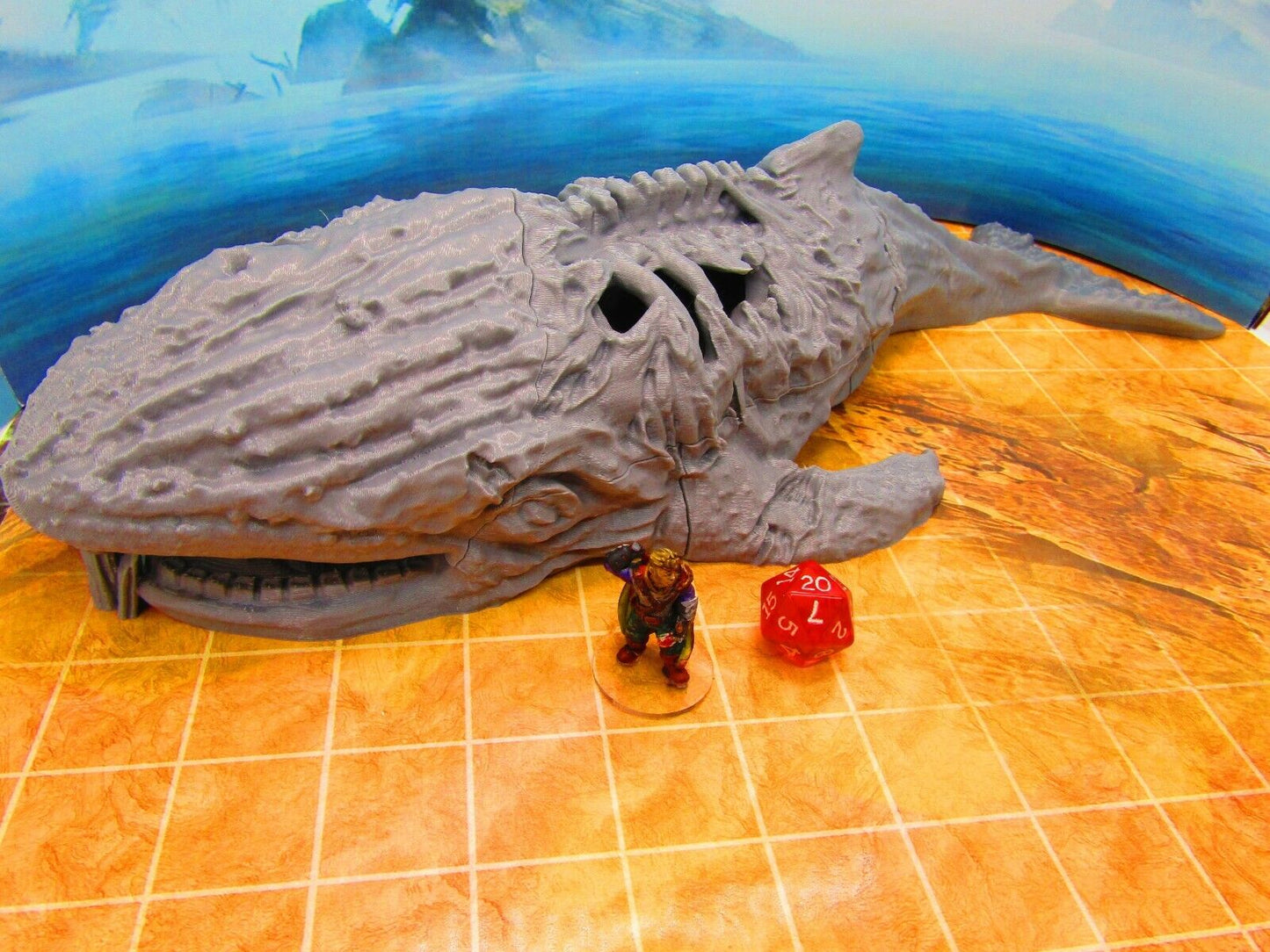 Large Beached Dead Whale Treasure Hideout Terrain Scenery 3D Printed Model