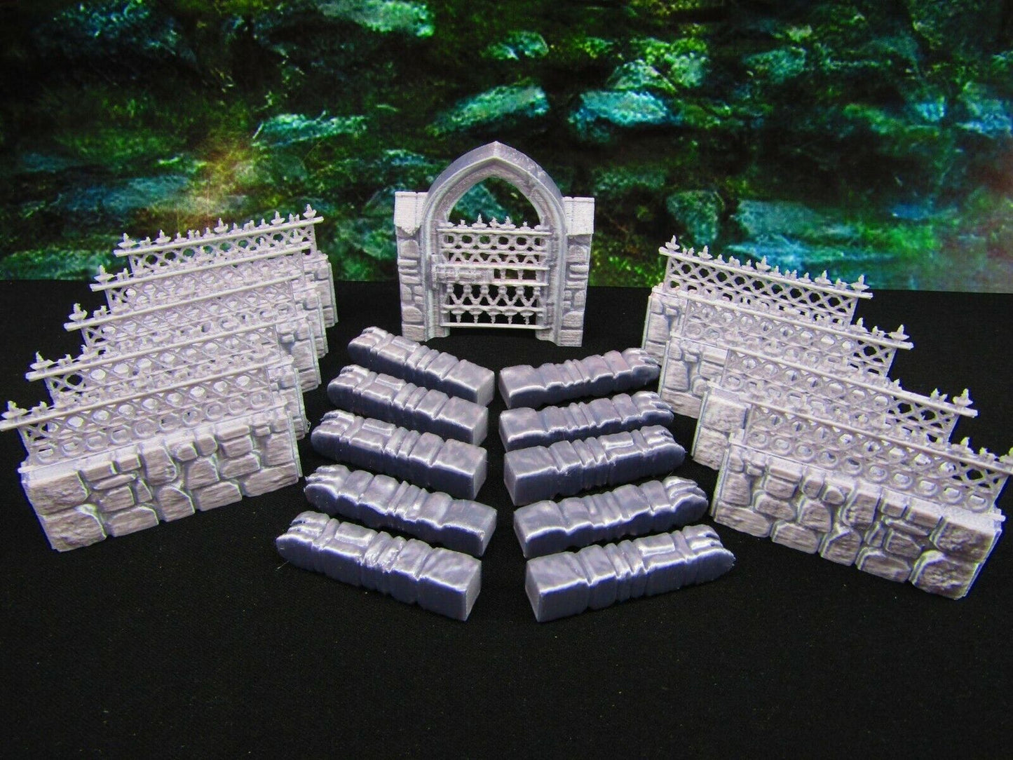 20pc Wrought Iron Fencing Set Graveyard / Cemetery Scatter Terrain Scenery
