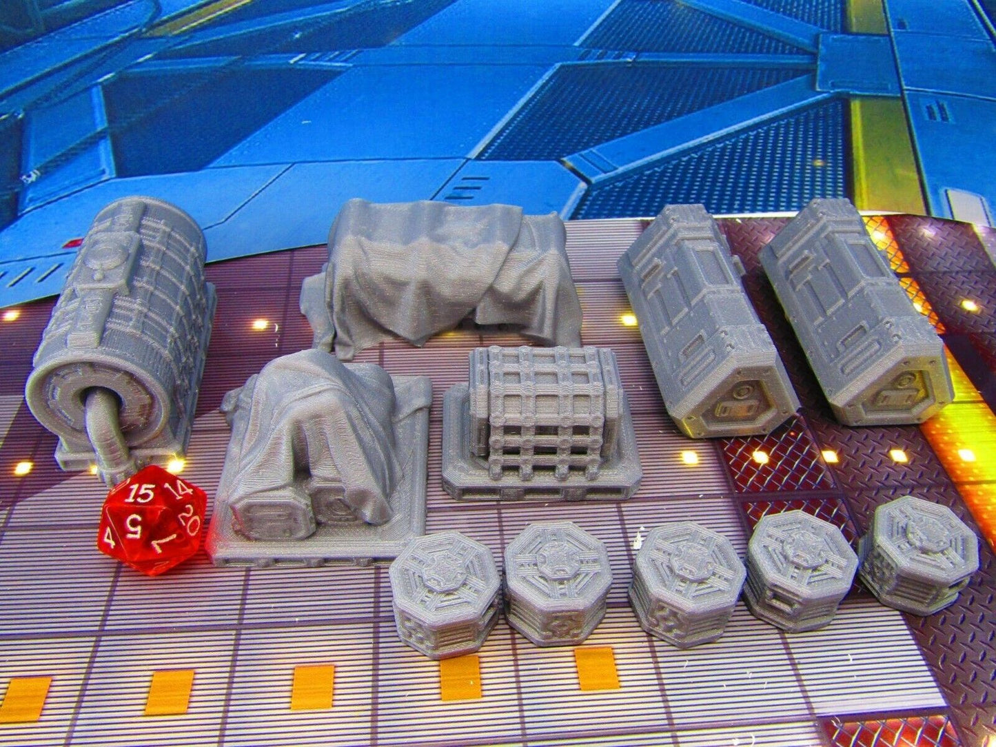 11pc Space Ship Cargo Shipping Docks Set Scenery Scatter Terrain 3D Print