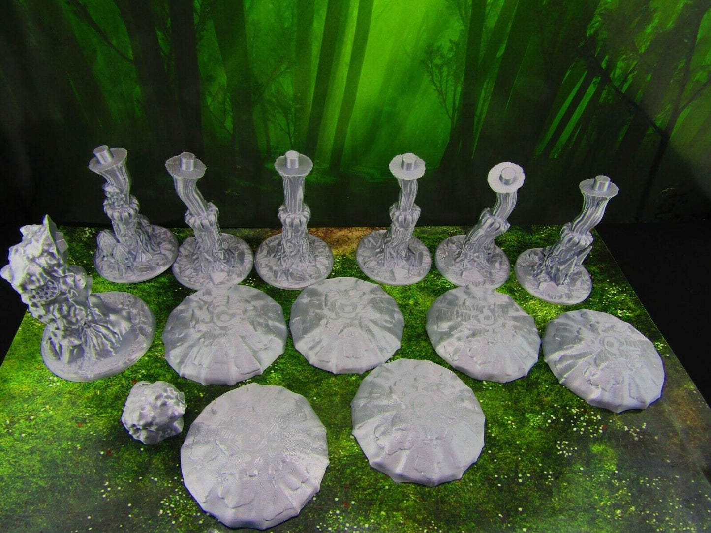 7pc Large Mushroom Trees Forest Set Scatter Terrain Scenery Mini Miniature Model