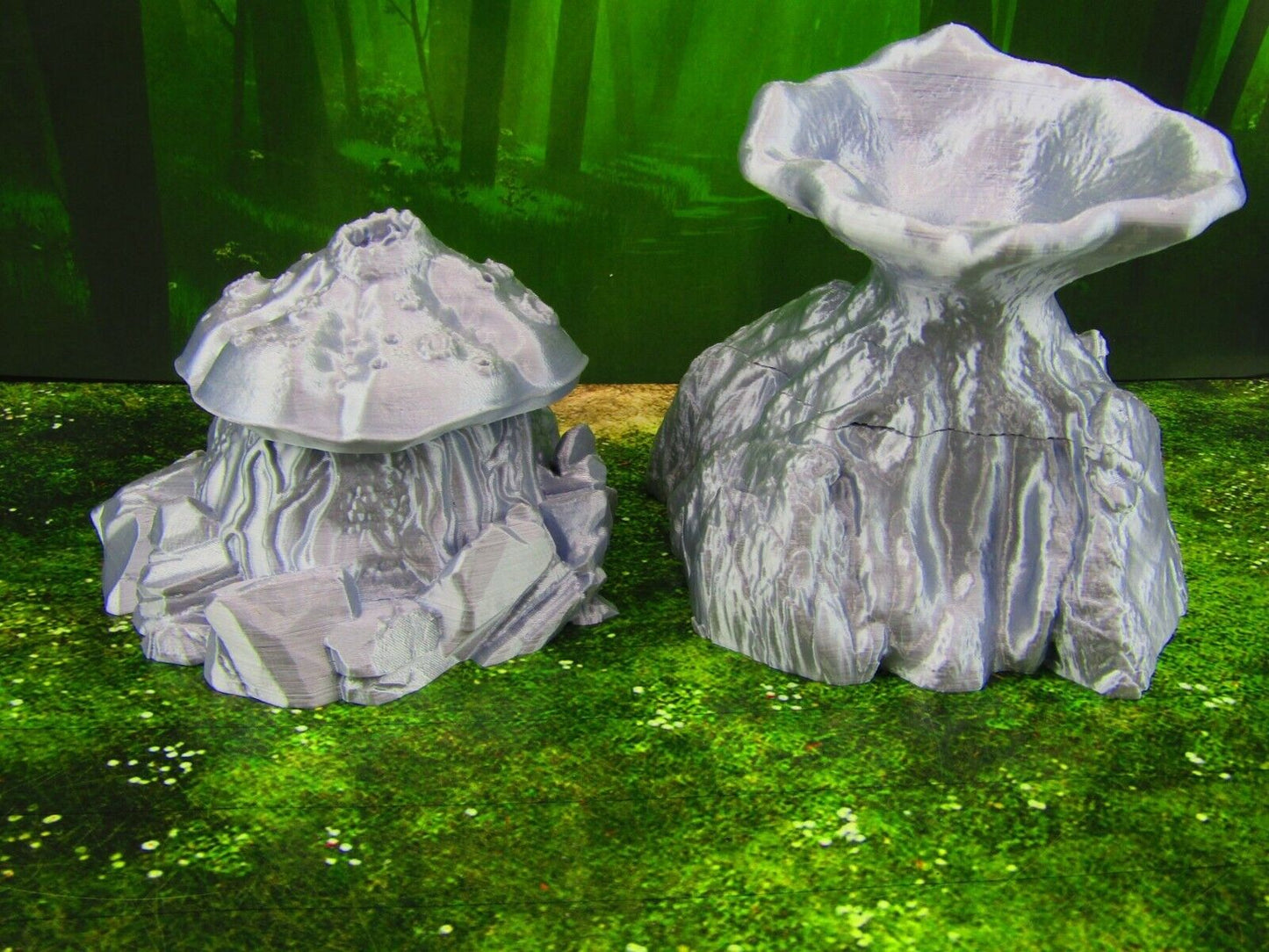 Pair of Mushroom Shroomie Myconid Houses Scatter Terrain Scenery Mini Miniature