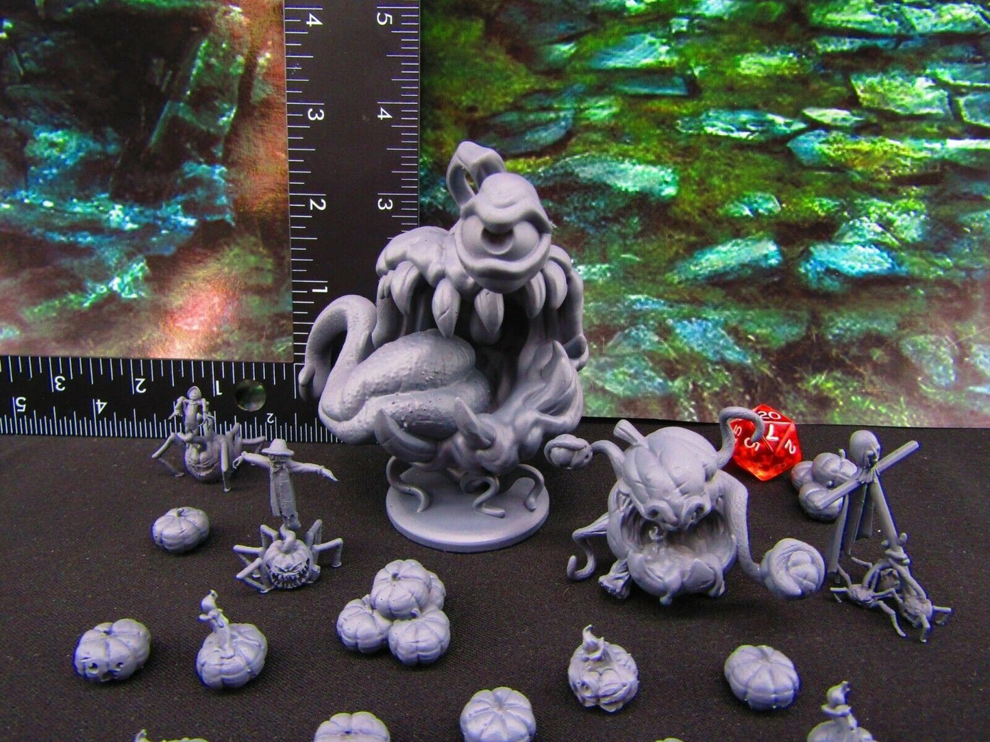 17pc Pumpkin Jack-O-Lanter and Pumpkins Bight Monsters Scatter Terrain Scenery