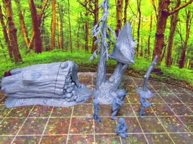 Prehistoric Tribal Family & Home Scatter Terrain Scenery 3D Print