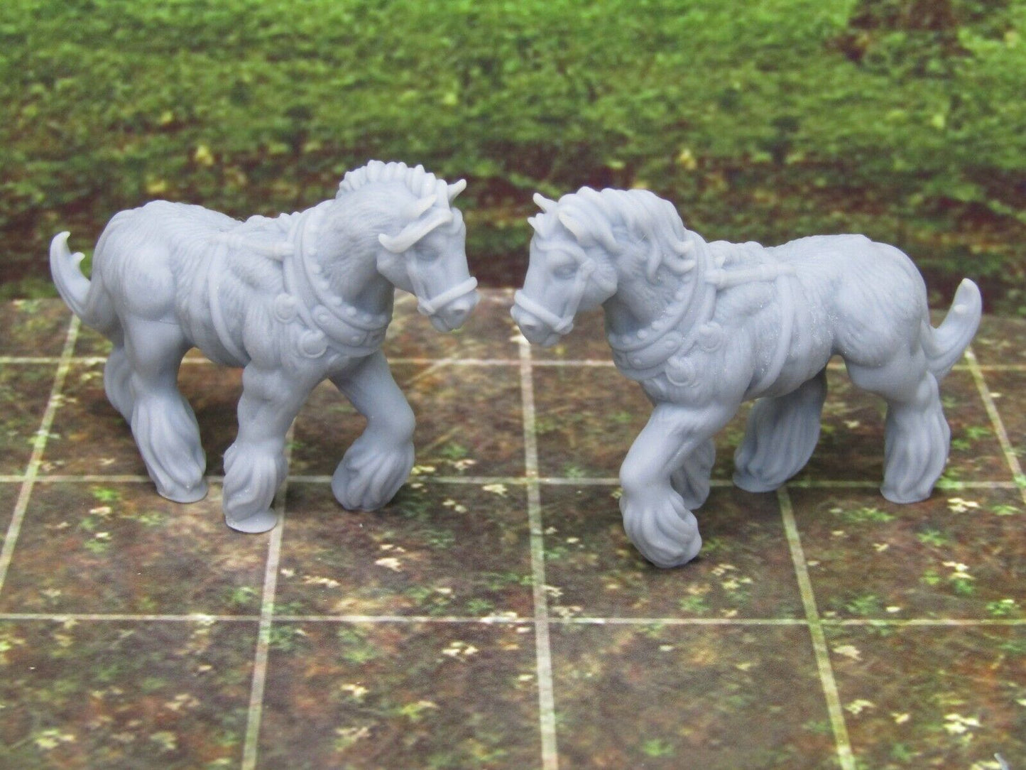 Travelling Merchant's Wagon & Horses Scenery Terrain 3D Printed Model 28/32mm