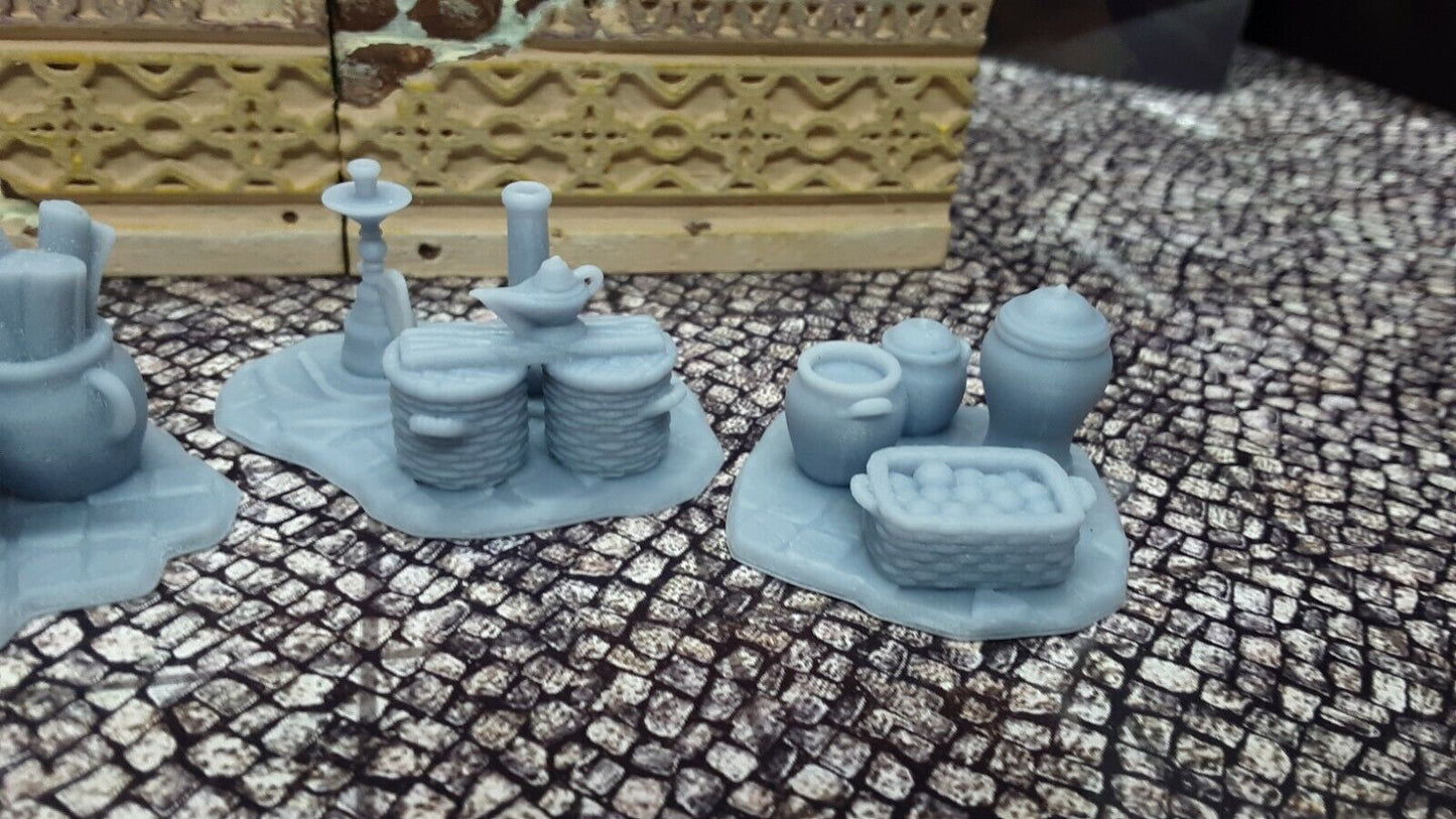 4 Piece Set Market Bazaar Bundles Shop Scatter Terrain Scenery Mini Miniatures