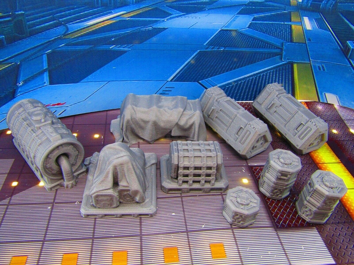 11pc Space Ship Cargo Shipping Docks Set Scenery Scatter Terrain 3D Print