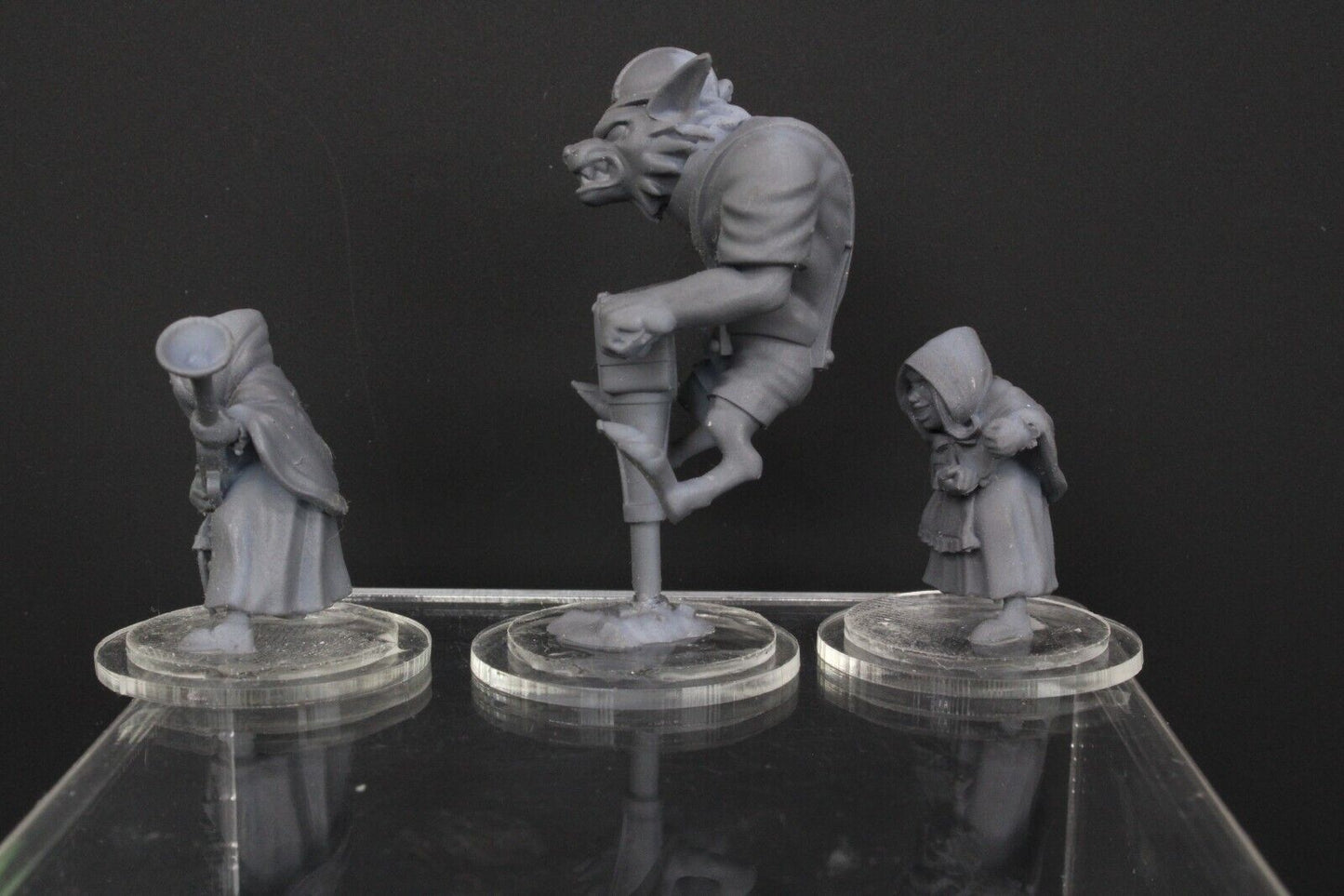 3pc Red Riding Hood & Big Bad Wolf Mini Miniature Blood Fantasy Football Bowl