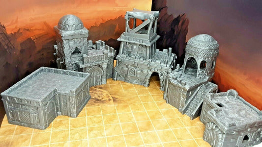 5 Building Desert Village Set W/ Removable Floors Scenery Terrain RPG D&D Set