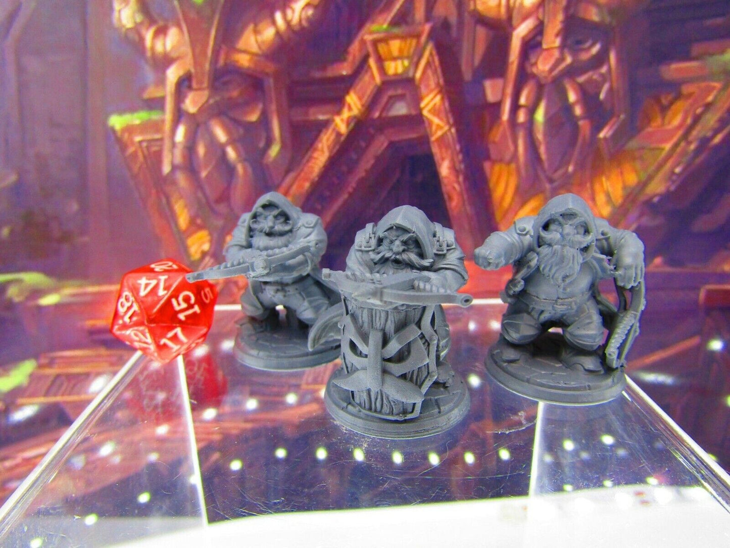 3pc Dwarf Archers Bowmen Soldiers Mini Miniature Figure 3D Printed Model 28/32mm