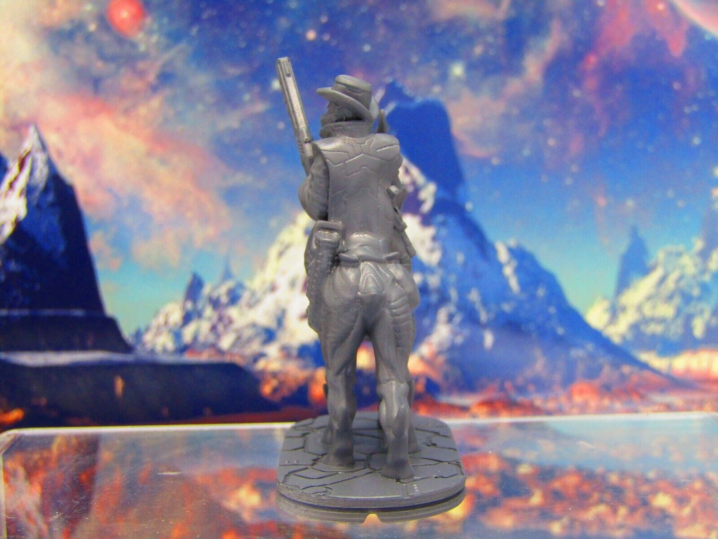 Mounted Space Cowboy Sheriff Riding Alien Horse Mini Miniature 3D Printed Model
