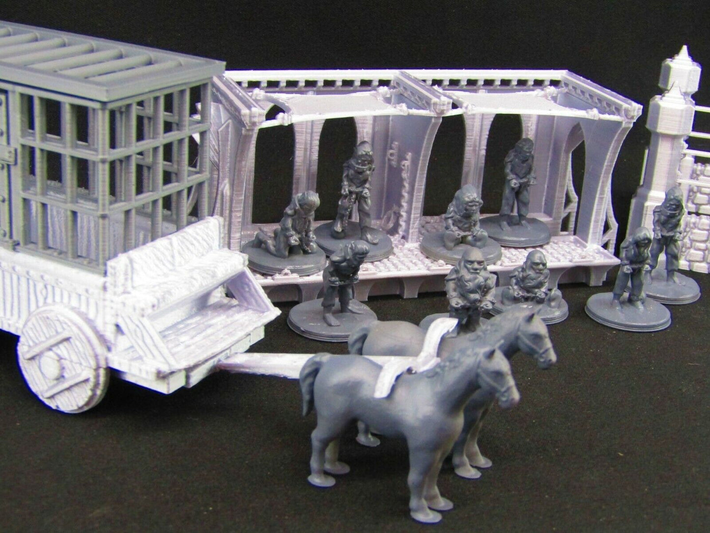 Slave Auction Block w/ Wagon & Prison Cell Scatter Terrain Scenery 3D Printed