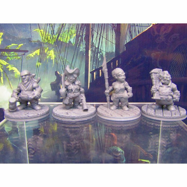 4pc Gnome Crew Mini Miniature Figure 3D Printed Model 28/32mm Scale Fantasy RPG
