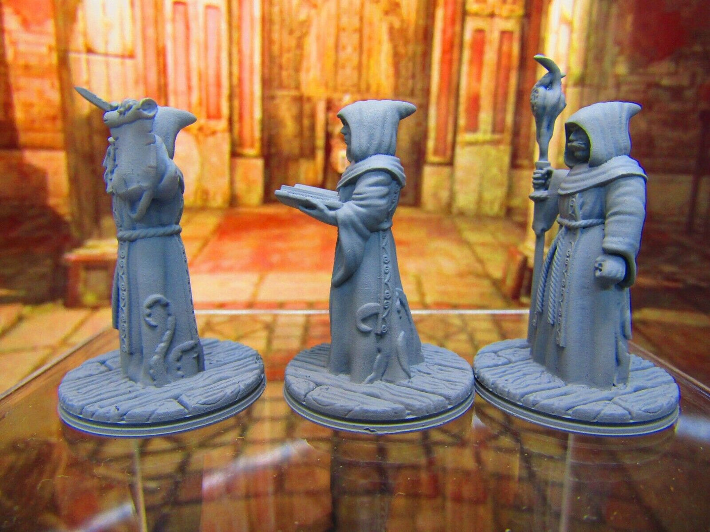 3pc Lot of Human Cultists / Worshipers / Summoners Mini Miniature 3D Printed