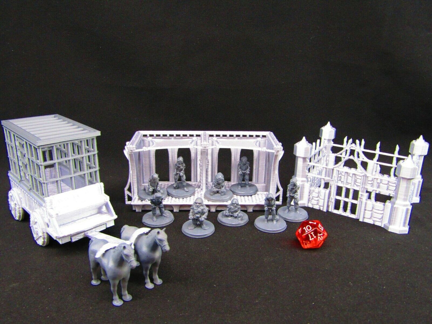 Slave Auction Block w/ Wagon & Prison Cell Scatter Terrain Scenery 3D Printed