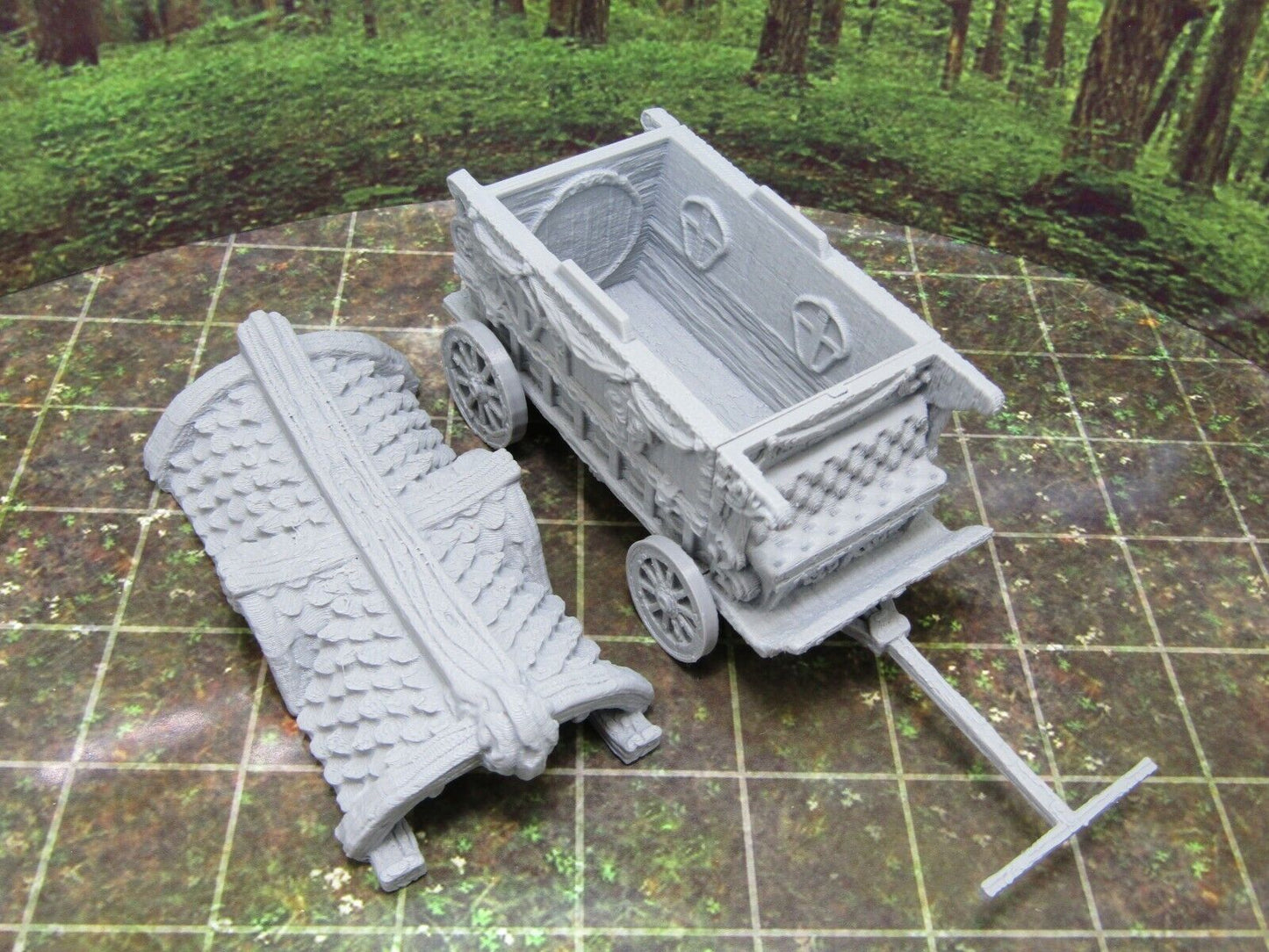 Fortune Teller Gypsy's Wagon & Horses Scenery Terrain 3D Printed Model 28/32mm