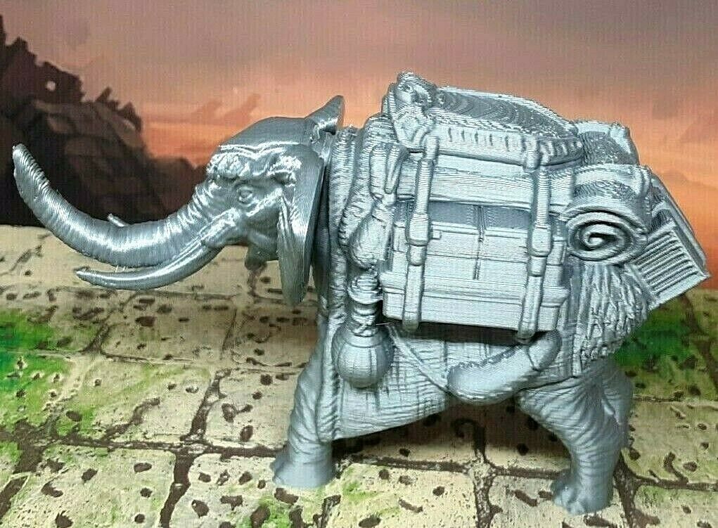 2 Piece Travelling Merchant w/ Pack Elephant Mini Miniature Figure 28-32mm D&D
