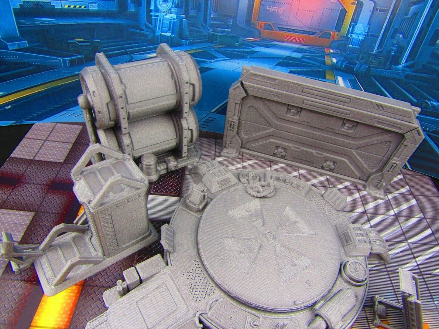 8 pc Space Ship Hangar Starfighter Landing & Service Bay Scenery Scatter Terrain