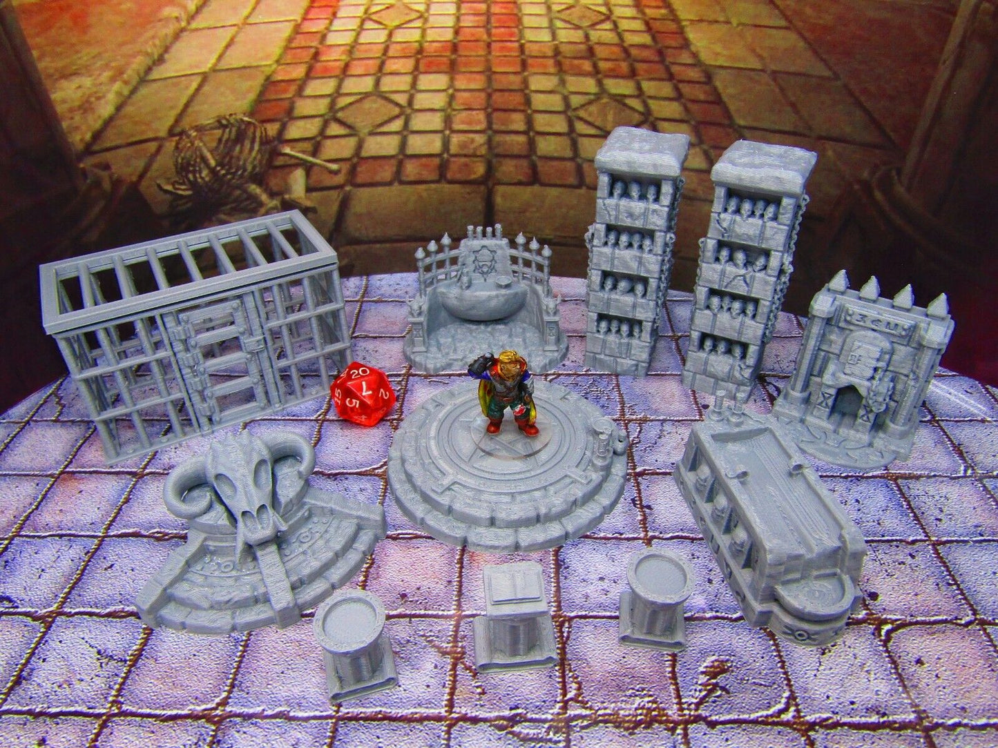 11pc Torture Chamber Occult Sacrificial Prison Scenery Scatter Terrain Props 3D
