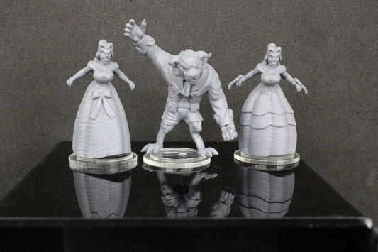 3pc Beauty & The Beast Mini Miniature RPG Tabletop Gaming Wargaming D&D