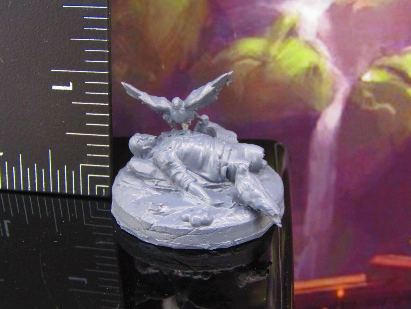Dead Adventurer Corpse w/ Crows Scatter Terrain Scenery Mini Miniature Model