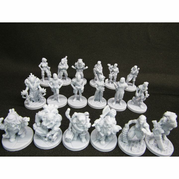 Sci Fi Mini Set 2 - 18 pc Humans, Dwarves, & Humanoids Miniatures Set 3D Printed