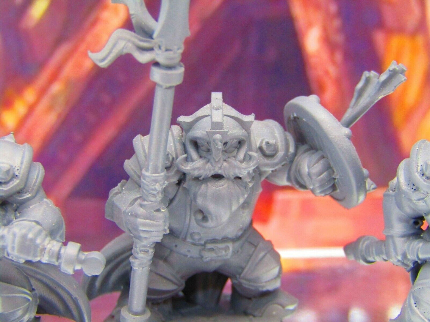 3pc Dwarf Spearmen Soldiers Fully Armored Mini Miniature Figure 3D Print DnD