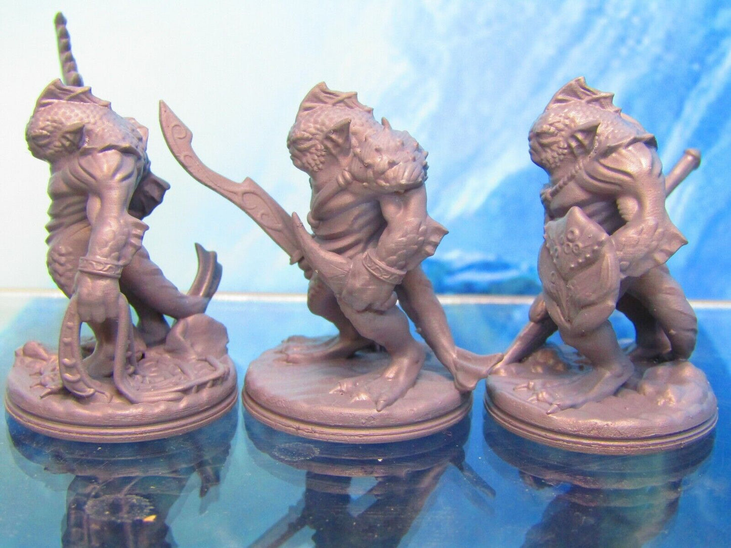 3pc Sea Devil Warrior Fighter Soldier Mini Miniature Figure 3D Printed Model