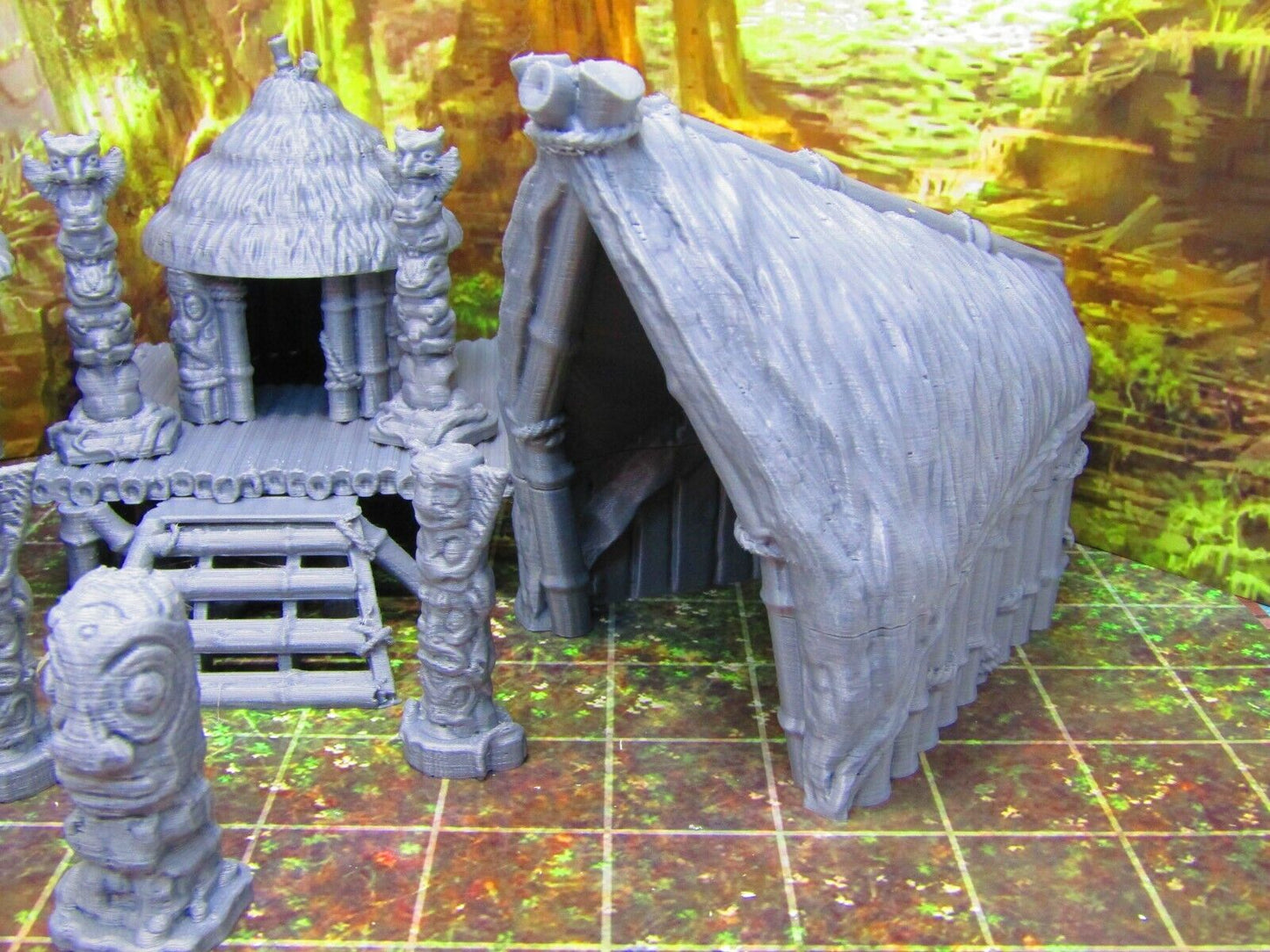 16pc Jungle Tribal Native Village Scatter Terrain Scenery 3D Printed Model