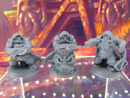 3pc Dwarf Archers Bowmen Soldiers Mini Miniature Figure 3D Printed Model 28/32mm