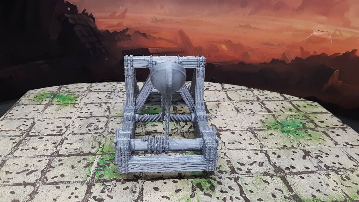 Catapult Mangonel Siege Weapon Scatter Terrain 3D Printed Dungeons & Dragons
