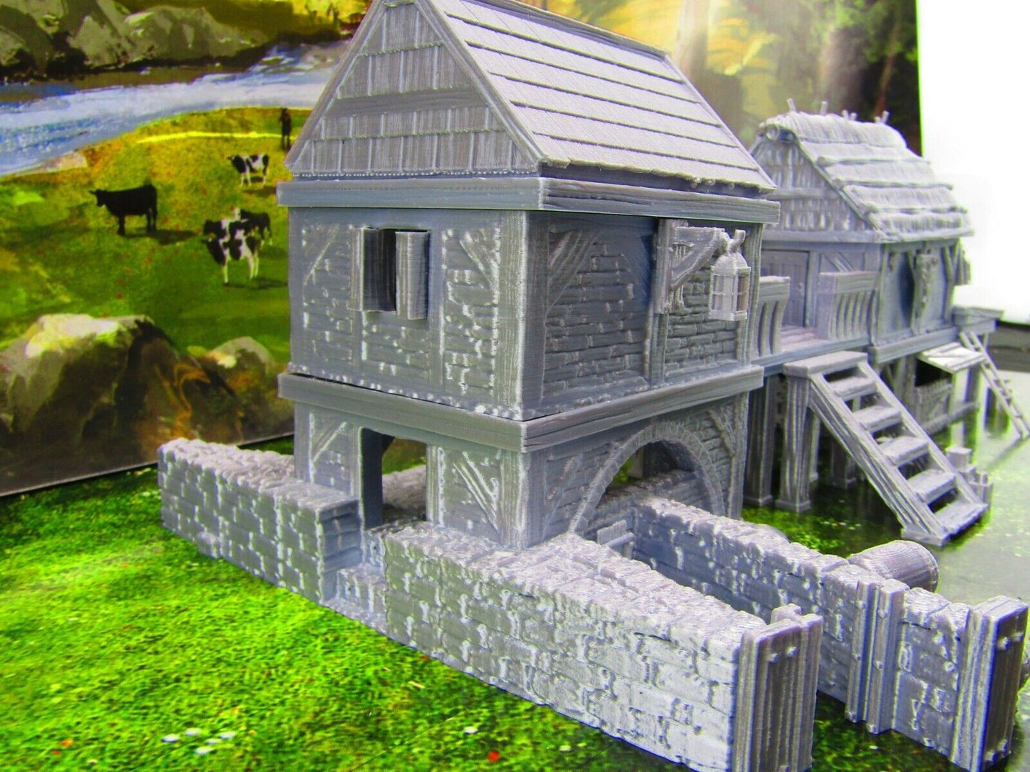 Village Center Mill, Stable, Blacksmith, & Shops Scatter Terrain Scenery 3D