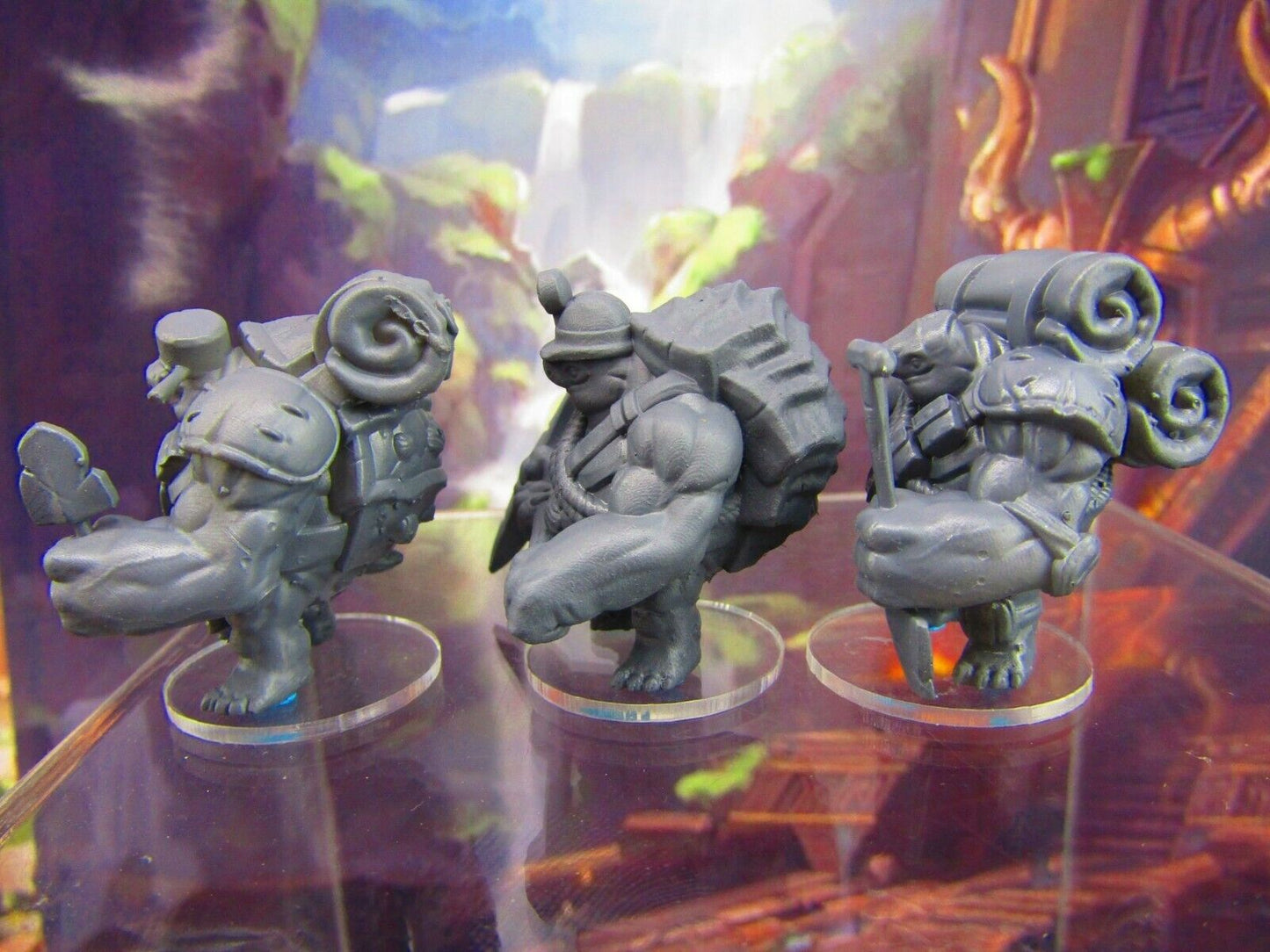 3pc Tortle Miner Set Turtle Man Race Mini Miniature Figure 3D Printed Model