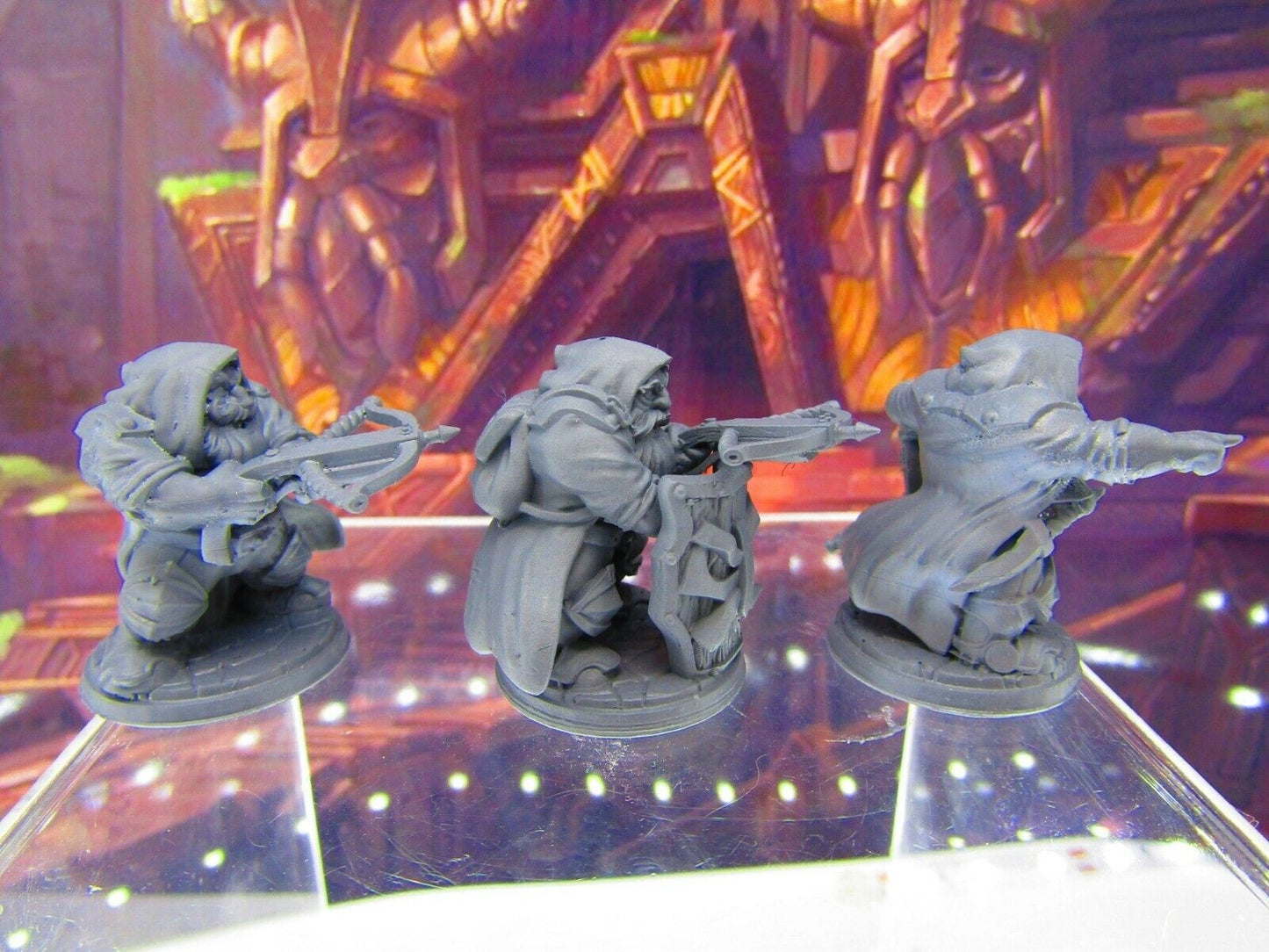 3pc Dwarf Archers Bowmen Soldiers Mini Miniature Figure 3D Printed Model 28/32mm