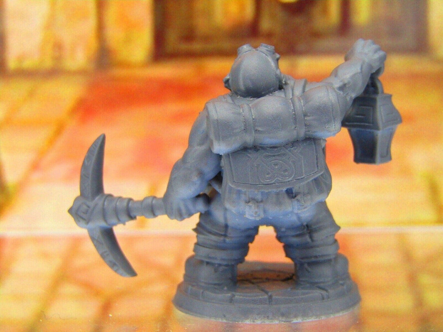 Rufus Breakrock Deep Mine Ore Miner w/ Lamp Dwarf Mini Miniature 3D Print Dnd