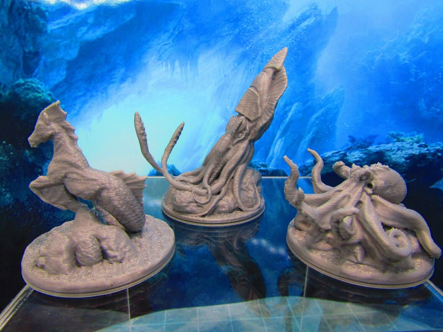 3pc Sea Creature Monster Set Mini Miniature 3D Printed Figure Model 28/32mm