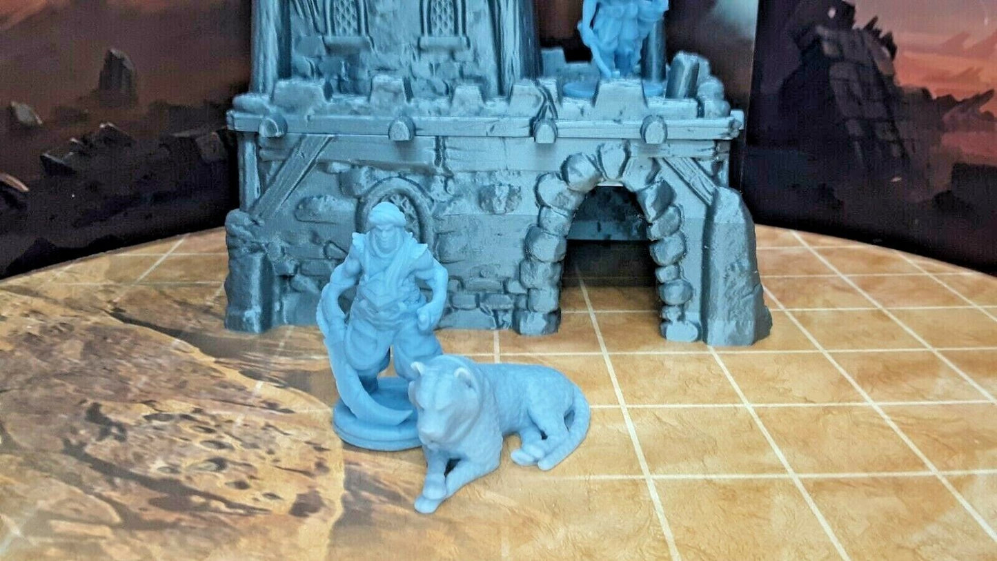 Desert Watchtower and Miniature Figures Scenery Terrain Tabletop Fantasy D&D RPG