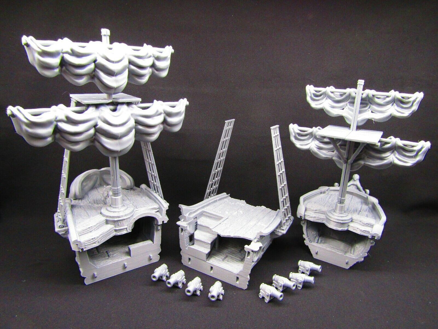 12" Tall Modular Pirate Ship Boat Scatter Terrain Scenery Sea Ocean War Gaming Cannons