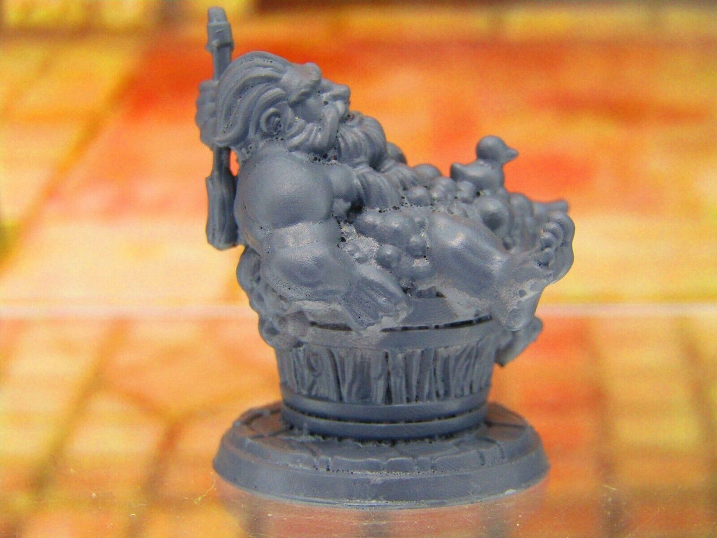 Mifur the Stinky Bathing Dwarf in a Tub w/ Ducky Mini Miniature 3D Printed Model