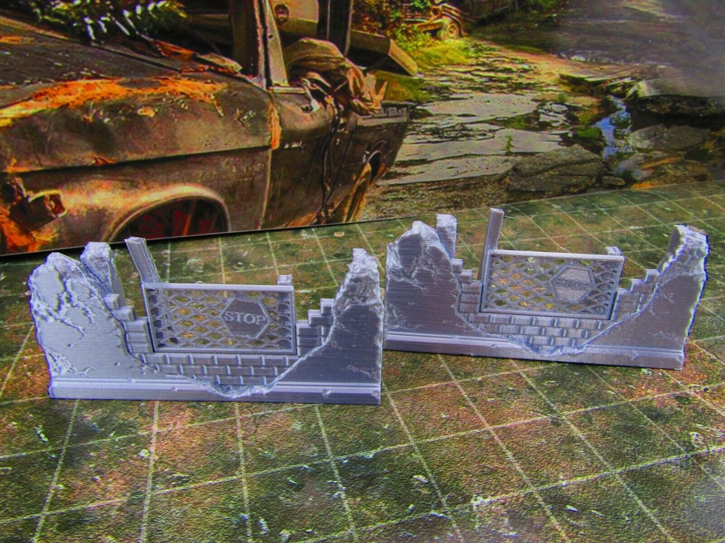 2pc Building Rubble Straight Brick Wall B Scatter Terrain Scenery Wasteland