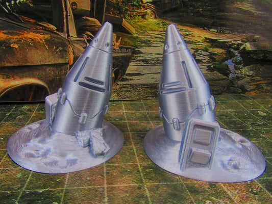 2pc Junked / Abandoned Nuclear Missiles Nukes Scatter Terrain Scenery Wasteland
