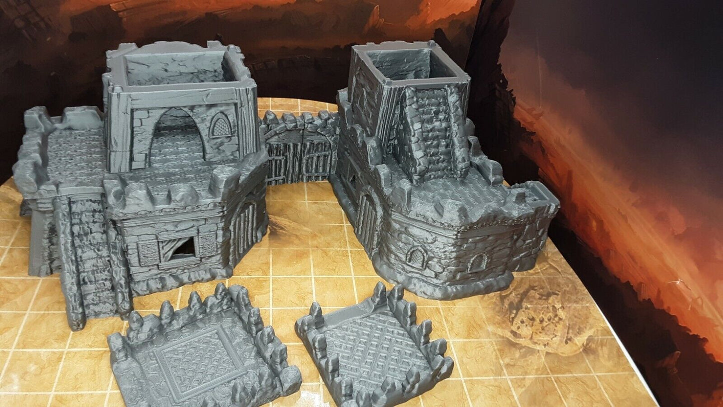 4 Room 3 Floor Fortress / Outpost Entrance Scenery Terrain Tabletop Fantasy D&D