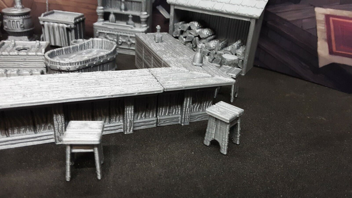 37 Piece Inn & Tavern Bar Set Scatter Terrain Dungeons & Dragons Mini Model