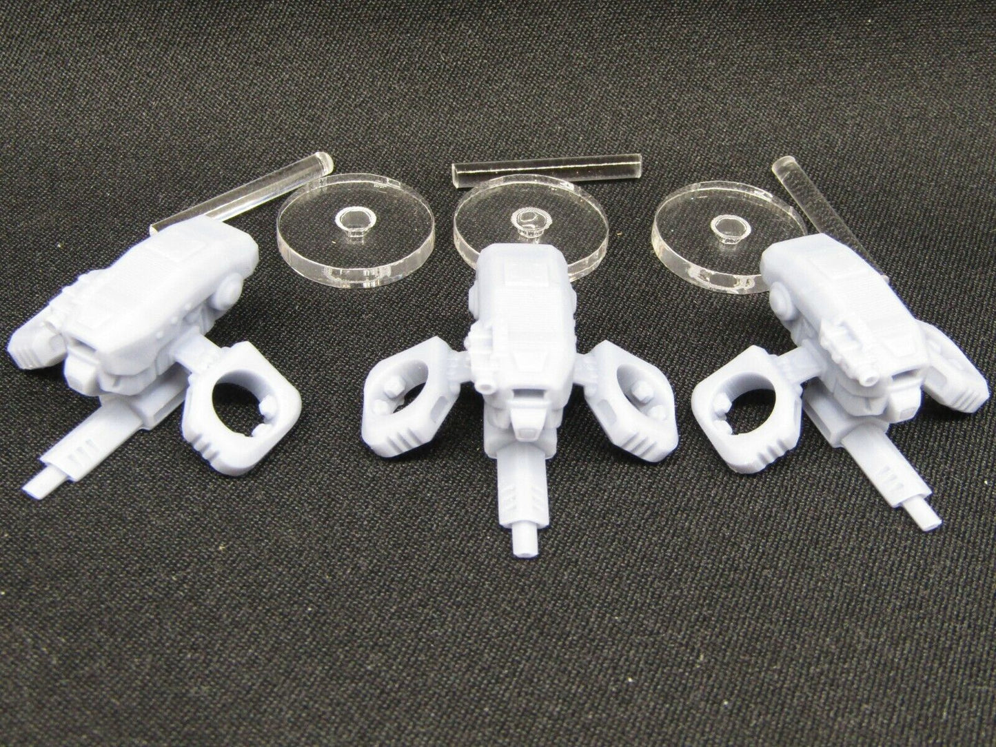 Lot of 3 Sentry Drones w/ Flight Stands Mini Miniature 3D Printed Figure Model