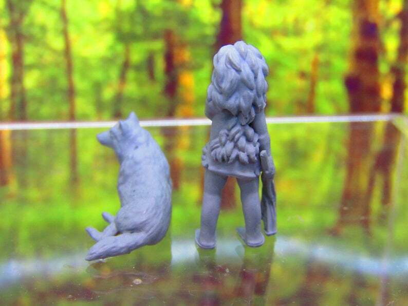 Wild / Feral Wolf Boy & Dog Companion Mini Miniature 3D Printed Figure Model