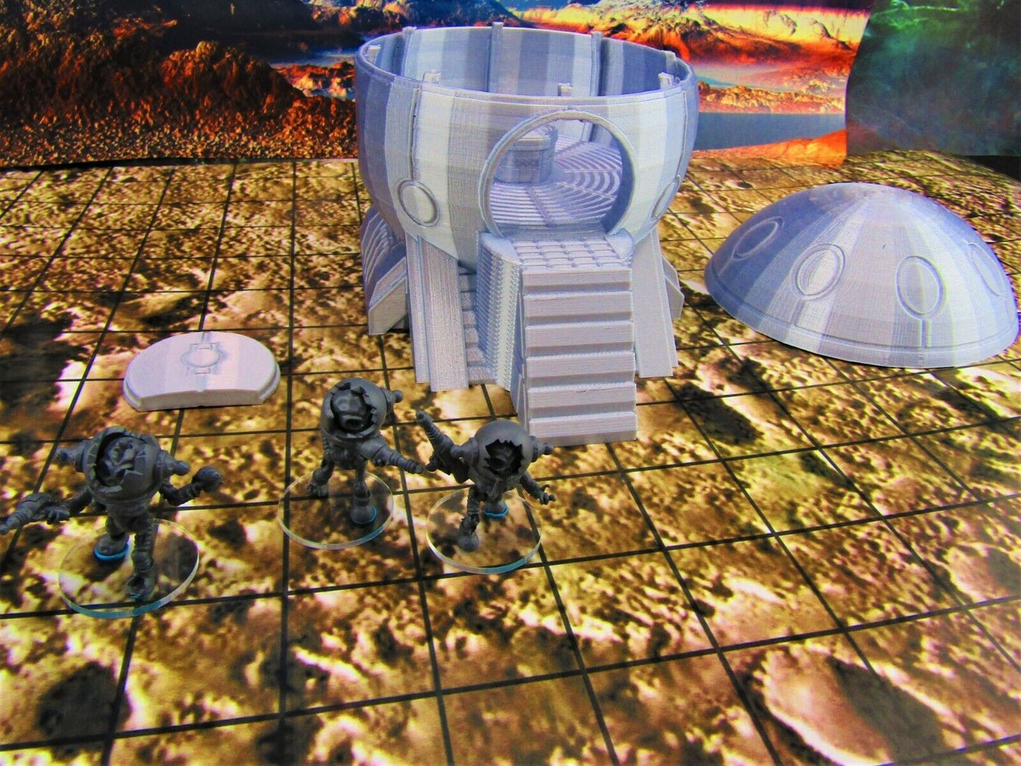 Alien Spaceship & Skeletal Zeta Alien Scatter Terrain Scenery Mini Miniature