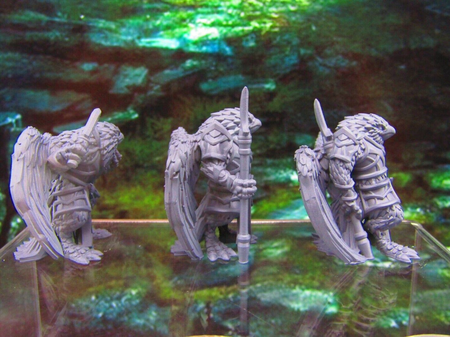 3pc Aarakocra Birdmen Warriors Mini Miniatures 3D Printed Model 28/32mm Scale