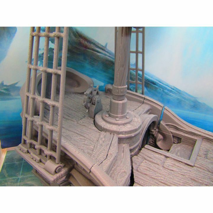 12" Tall Modular Pirate Ship Boat Scatter Terrain Scenery Sea Ocean War Gaming Cannons