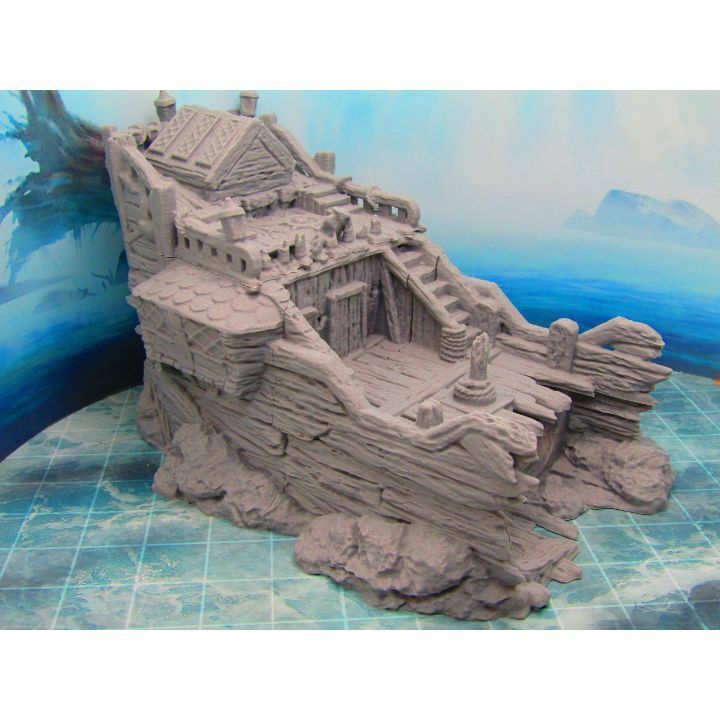 Ship Wreck W/Ghost Crew Mini Miniature Figure 3D Printed Model 28/32mm Scale
