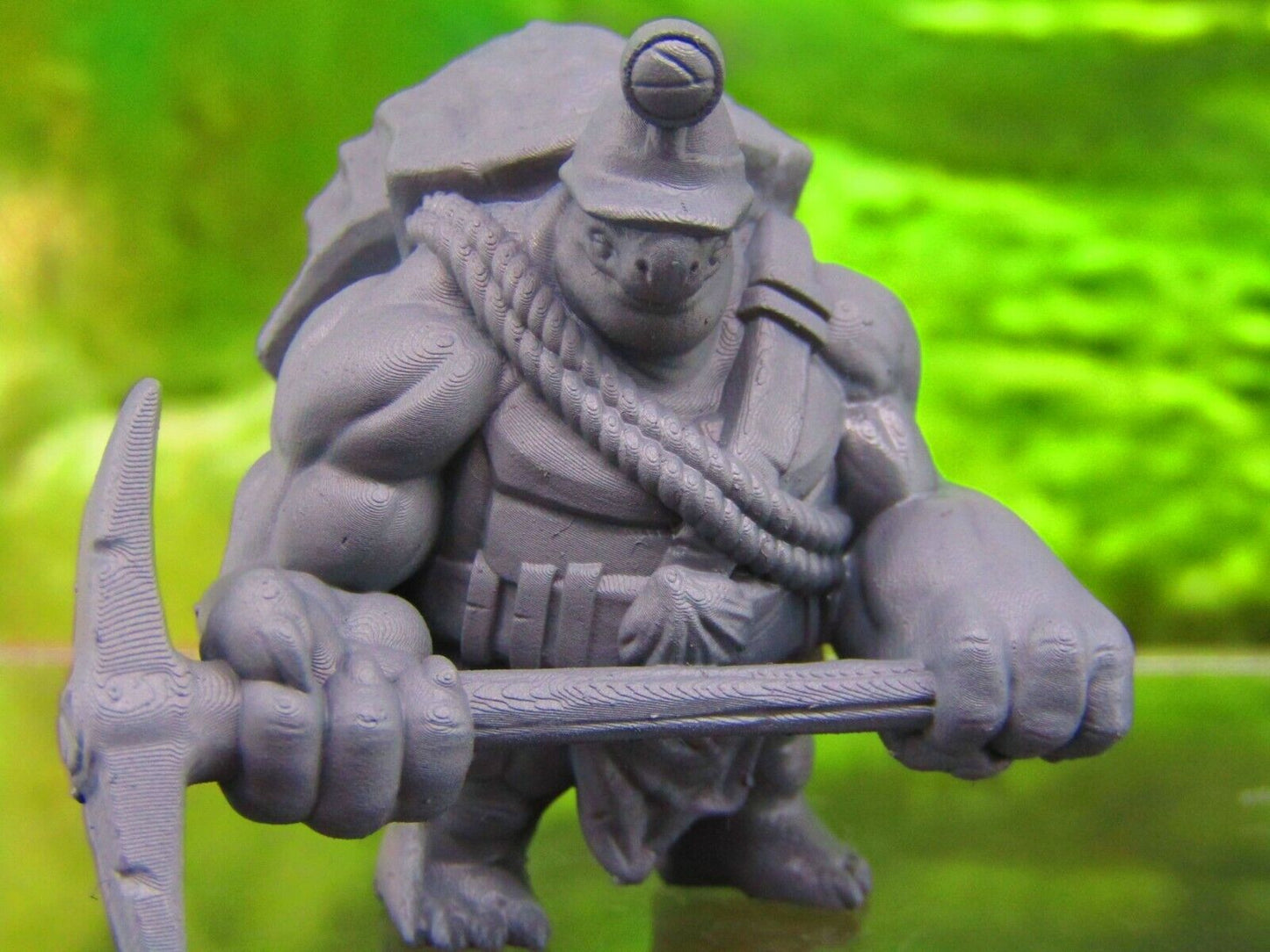 Tortle Miner w/ Pickaxe Mini Miniatures 3D Printed Model 28/32mm Scale RPG