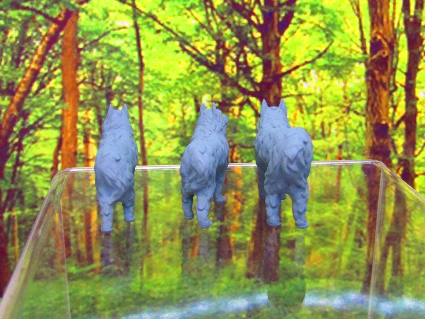 3 Piece Wild Dogs / Wolf Pack Set Mini Miniature 3D Printed Figure Model 28/32mm